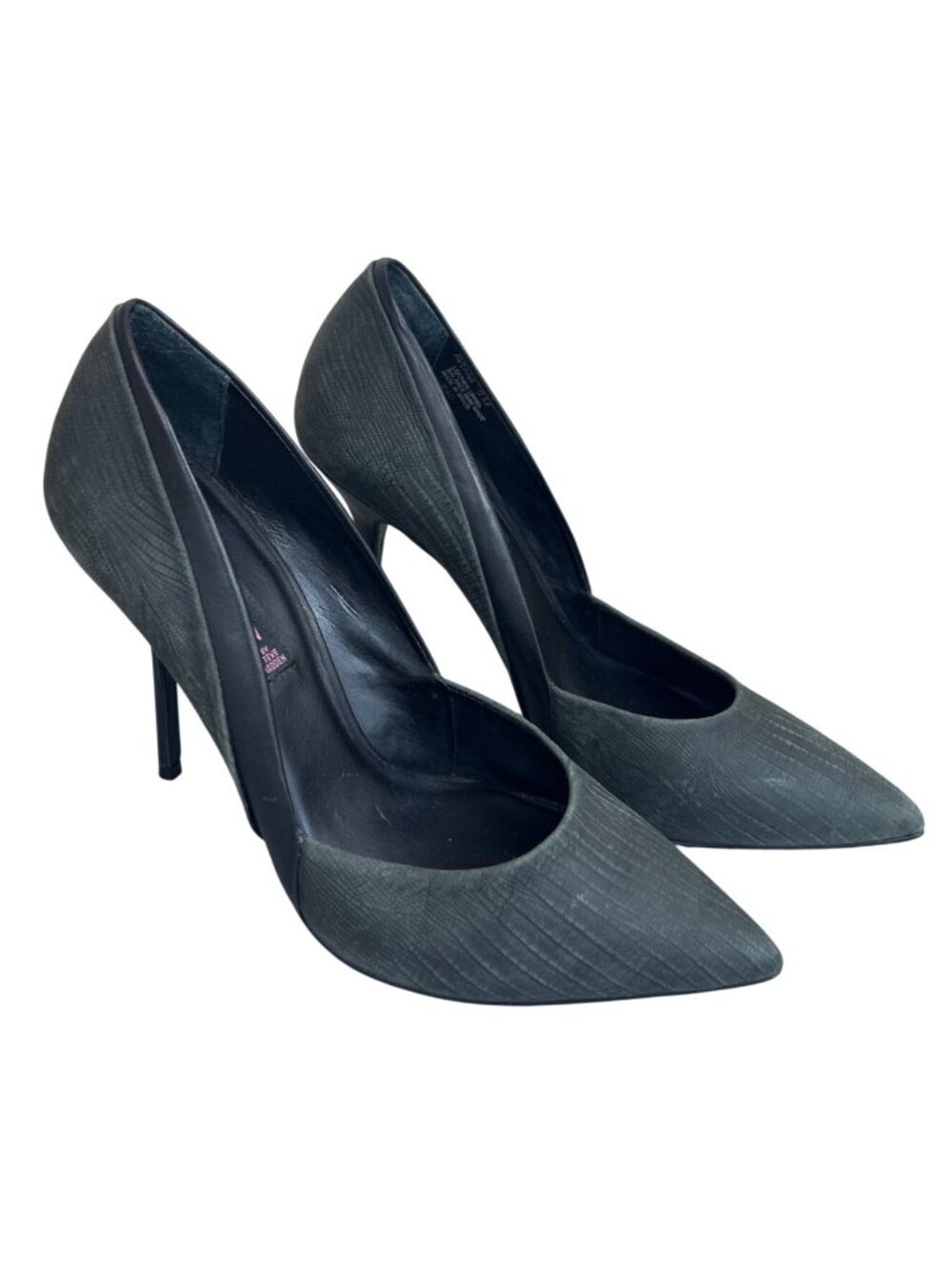 Steven by Steve Madden Aviana Women's 9M Gray Leather Pointed Toe Stiletto Heels